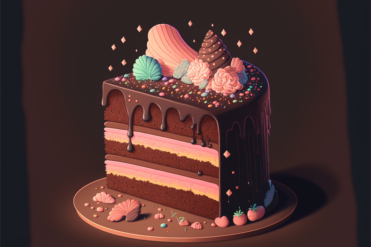 digital art of a chocolate cake