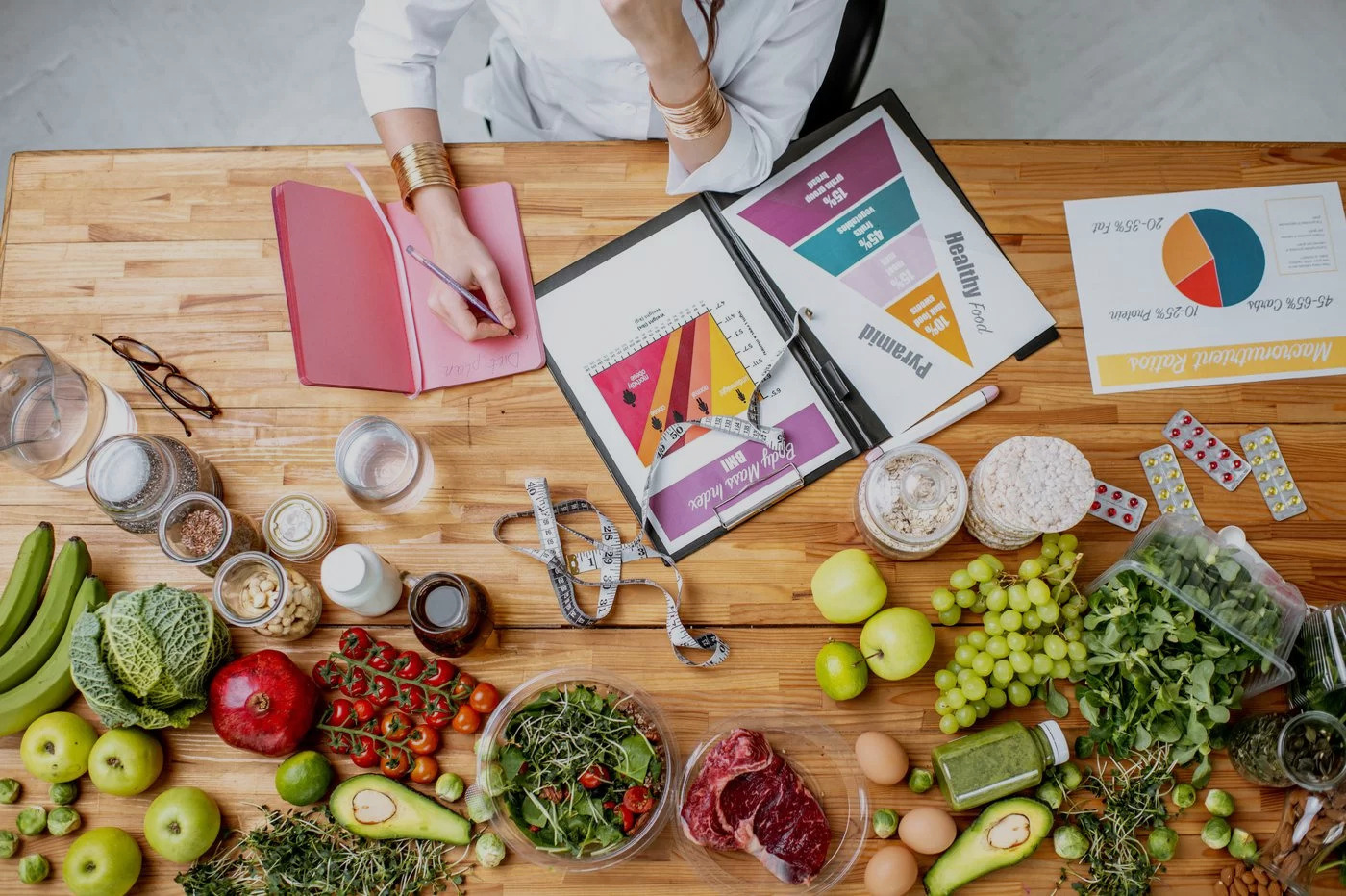 table with healthy food